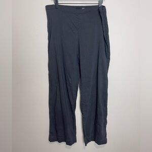 Eileen Fisher Womens Linen Stretch Straight Leg Pant Size 14 Gray Lightweight